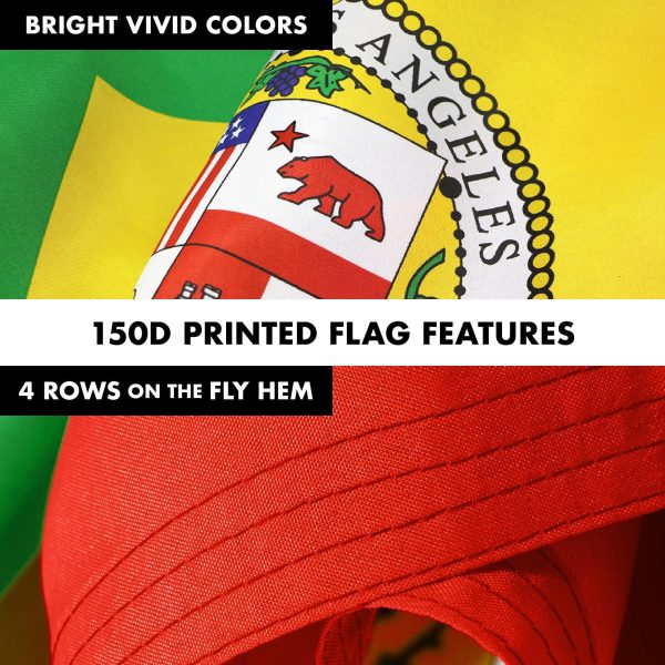 G128 Combo Pack: 6 Feet Tangle Free Spinning Flagpole (Black) Los Angeles City Flag 3x5 ft Printed 150D Brass Grommets (Flag Included) Aluminum Flag Pole - Image 5