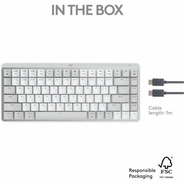 Logitech MX Mechanical Mini for Mac Wireless Illuminated Keyboard, Low-Profile Switches, Tactile Quiet Keys, Pale Gray - Image 3