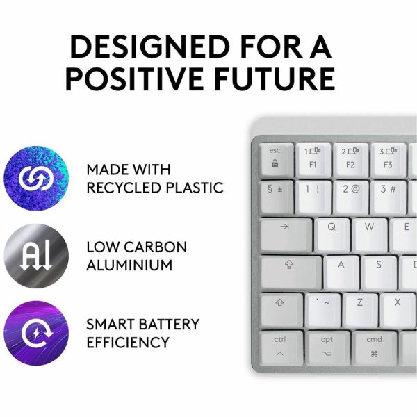 Logitech MX Mechanical Mini for Mac Wireless Illuminated Keyboard, Low-Profile Switches, Tactile Quiet Keys, Pale Gray - Image 5
