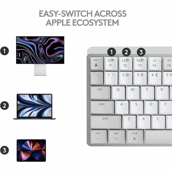 Logitech MX Mechanical Mini for Mac Wireless Illuminated Keyboard, Low-Profile Switches, Tactile Quiet Keys, Pale Gray - Image 8