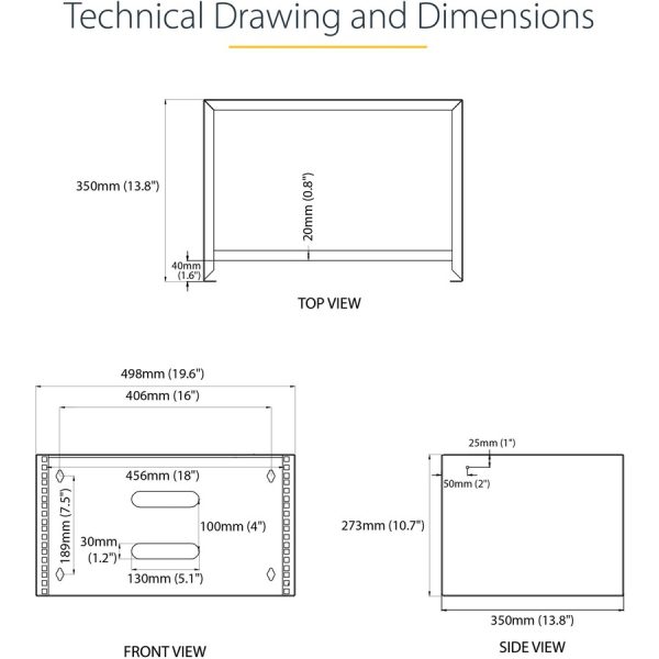 StarTech.com 6U Wall Mount Rack, 14in Deep, 19 inch Wall Mount Network Rack, Wall Mounting Patch Panel Bracket for Switch/IT Equipment - Image 2
