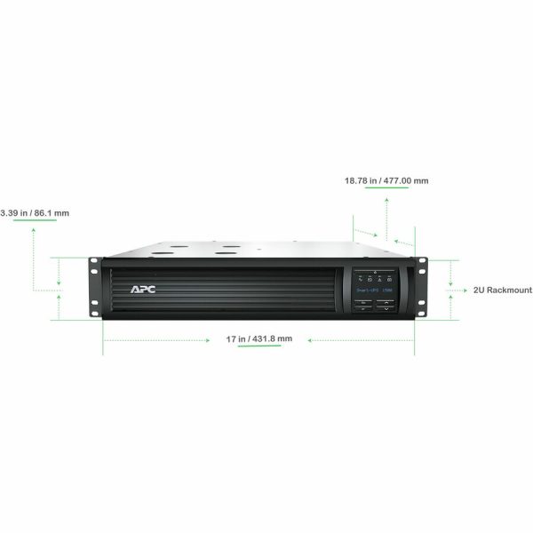 APC Smart-UPS, Line Interactive, 1500VA, Rackmount 2U, 120V, 6x NEMA 5-15R outlets, SmartConnect Port+SmartSlot, AVR, LCD - Image 2
