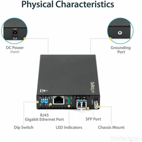 StarTech.com Gigabit Ethernet Copper-to-Fiber Media Converter - SM LC - 20 km - Ethernet Media Converter - GbE Converter - Image 5