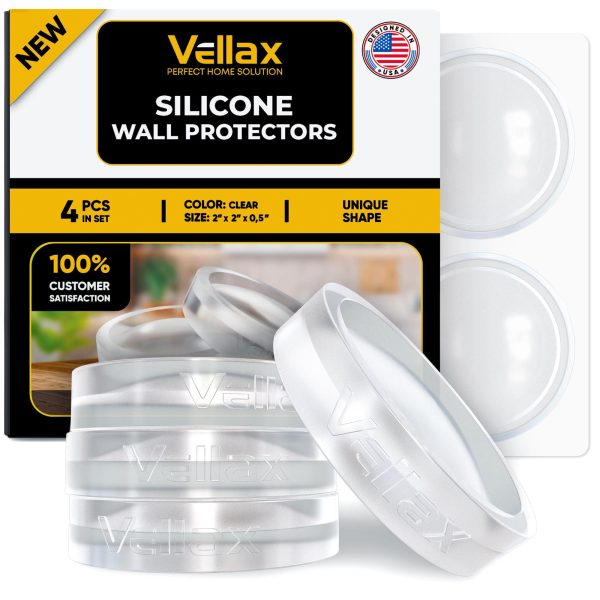 Wall Protectors   4 Pcs of Clear Rubber Knob Self Adhesive Guard Door Bumper Reusable Solution for Stopping Damage & Noise from Doors in Your Home or Office Durable Shock Absorbent Discreet
