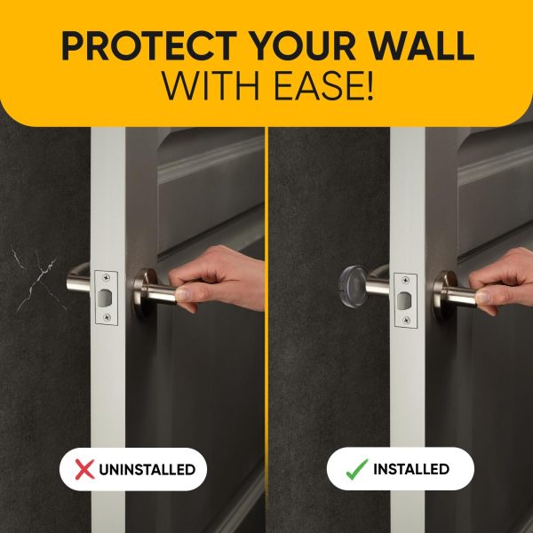 Wall Protectors   4 Pcs of Clear Rubber Knob Self Adhesive Guard Door Bumper Reusable Solution for Stopping Damage & Noise from Doors in Your Home or Office Durable Shock Absorbent Discreet - Image 5