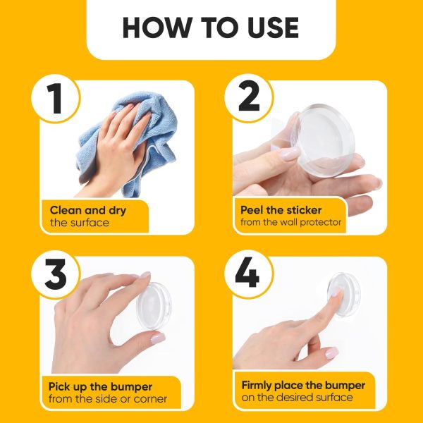 Wall Protectors   4 Pcs of Clear Rubber Knob Self Adhesive Guard Door Bumper Reusable Solution for Stopping Damage & Noise from Doors in Your Home or Office Durable Shock Absorbent Discreet - Image 8