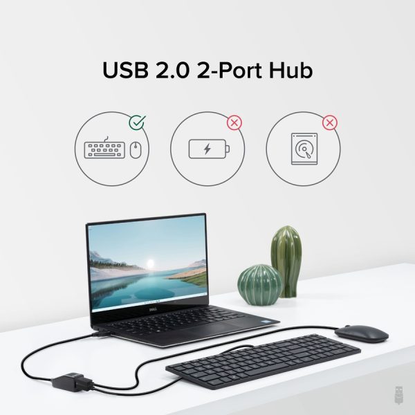 Plugable USB 2.0 2-Port High Speed Ultra Compact Hub Splitter - Image 3