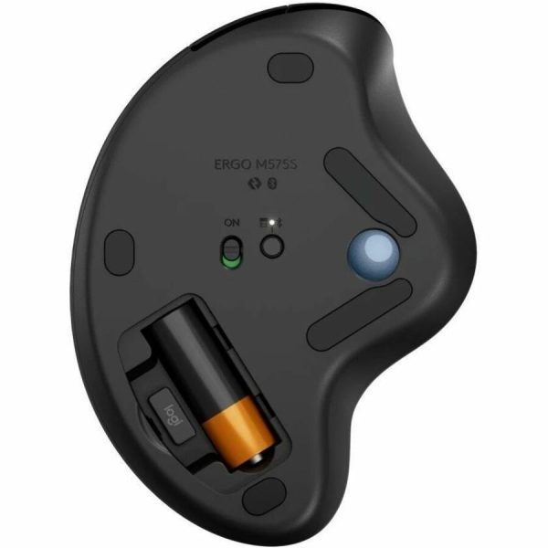 Logitech ERGO M575S Wireless Trackball Mouse, Wireless Ergonomic Mouse With Bluetooth and Encrypted Dongle, Comfortable Thumb Control, Precise and Smooth Tracking, for PC/Mac (Black+Blue Ball) - Image 7