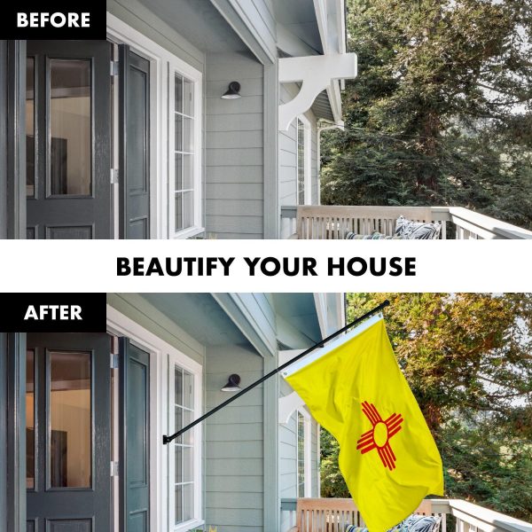 G128 Combo Pack: 5 Ft Tangle Free Aluminum Spinning Flagpole (Black) & New Mexico NM State Flag 2.5x4 Ft, ToughWeave Series Embroidered 300D Polyester | Pole with Flag Included - Image 3