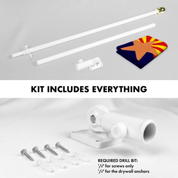G128 Combo Pack: 6 Ft Tangle Free Aluminum Spinning Flagpole (White) & Arizona AZ State Flag 3x5 Ft, ToughWeave Series Embroidered 300D Polyester | Pole with Flag Included - Image 2