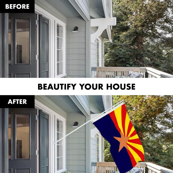 G128 Combo Pack: 6 Ft Tangle Free Aluminum Spinning Flagpole (White) & Arizona AZ State Flag 3x5 Ft, ToughWeave Series Embroidered 300D Polyester | Pole with Flag Included - Image 3
