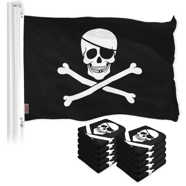 Jolly Roger Pirate Bones Flag 3x5 Ft 10-Pack Printed 150D Polyester By G128