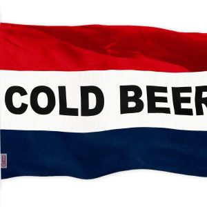 G128 Cold Beer sign Flag | 3x5 feet | Printed 150D Indoor/Outdoor, Vibrant Colors, Brass Grommets, Quality Polyester, Much Thicker More Durable Than 100D 75D Polyester