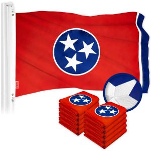 G128 10 Pack: Tennessee TN State Flag | 2x3 Ft | ToughWeave Series Embroidered 300D Polyester | Embroidered Design, Indoor/Outdoor, Brass Grommets