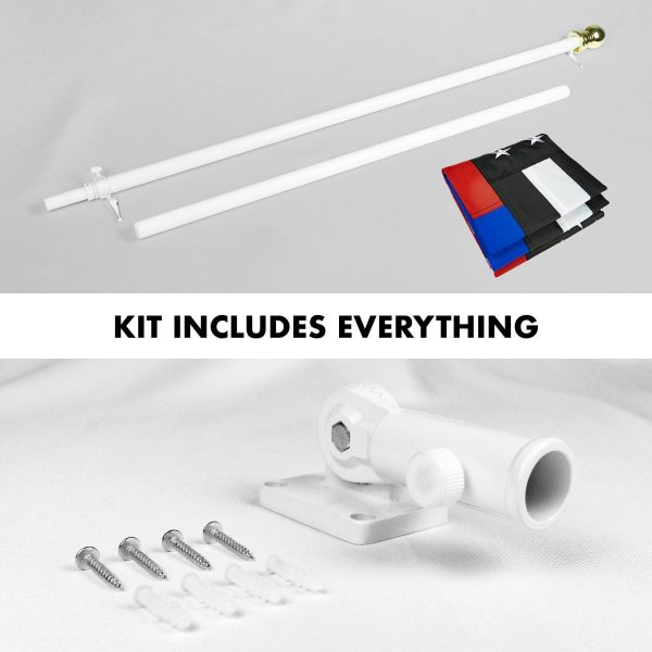 G128 - 6 Feet Tangle Free Spinning Flagpole (White) Thin Blue&Red Flag Brass Grommets Embroidered 3x5 ft (Flag Included) Aluminum Flag Pole - Image 2