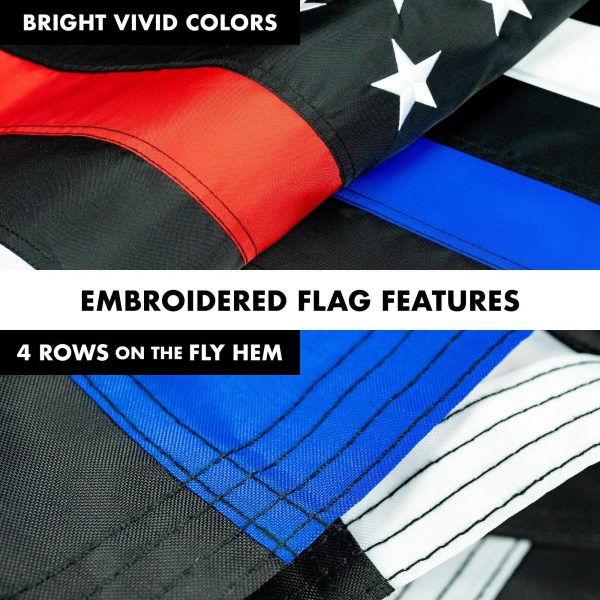 G128 - 6 Feet Tangle Free Spinning Flagpole (White) Thin Blue&Red Flag Brass Grommets Embroidered 3x5 ft (Flag Included) Aluminum Flag Pole - Image 5