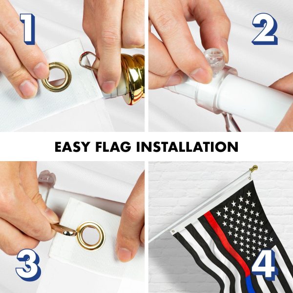 G128 - 6 Feet Tangle Free Spinning Flagpole (White) Thin Blue&Red Flag Brass Grommets Embroidered 3x5 ft (Flag Included) Aluminum Flag Pole - Image 7