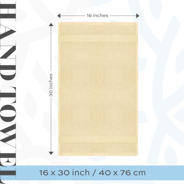 Luxury Hand Towels | Cotton Hotel spa Bathroom Towel | 16x30 | 6 Pack | Beige - Image 4