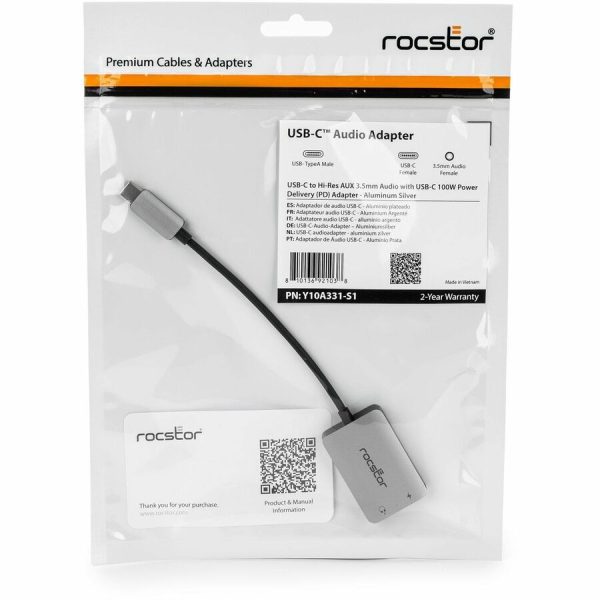 Rocstor Premium USB-C to Hi-Res AUX 3.5mm Audio with 100W Power Delivery (PD) Adapter - Image 6