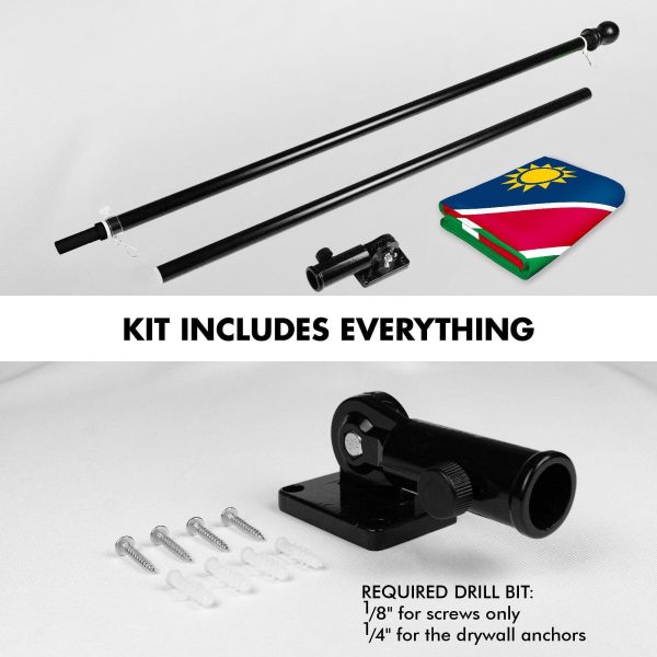 G128 Combo Pack: 6 Ft Tangle Free Aluminum Spinning Flagpole (Black) & Namibia Namibian Flag 3x5 Ft, LiteWeave Pro Series Printed 150D Polyester | Pole with Flag Included - Image 2