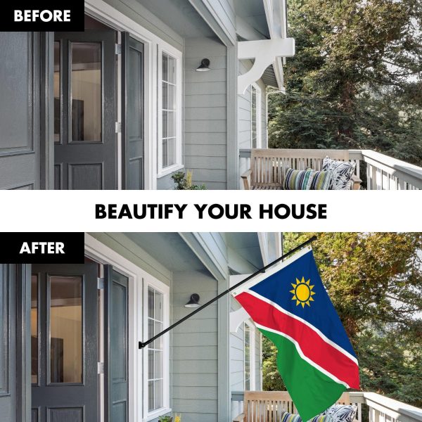 G128 Combo Pack: 6 Ft Tangle Free Aluminum Spinning Flagpole (Black) & Namibia Namibian Flag 3x5 Ft, LiteWeave Pro Series Printed 150D Polyester | Pole with Flag Included - Image 3