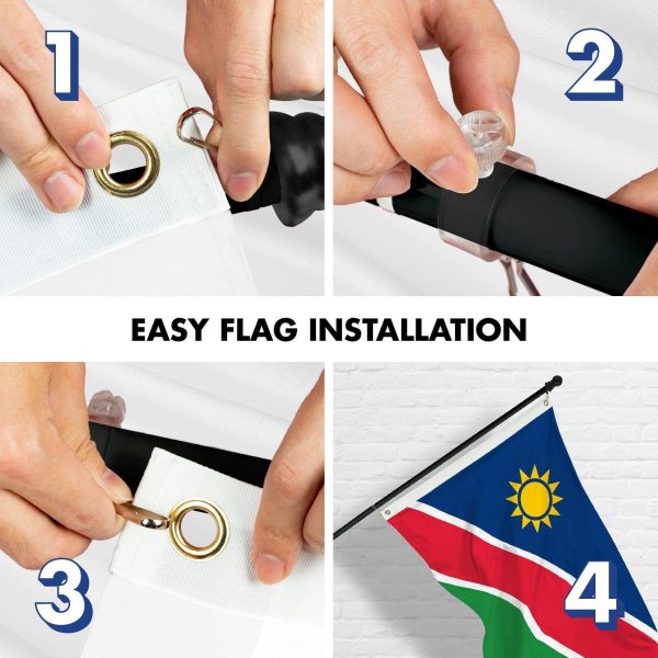 G128 Combo Pack: 6 Ft Tangle Free Aluminum Spinning Flagpole (Black) & Namibia Namibian Flag 3x5 Ft, LiteWeave Pro Series Printed 150D Polyester | Pole with Flag Included - Image 7