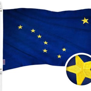 G128 Alaska State Flag | 2.5x4 Ft | ToughWeave Series Embroidered 300D Polyester | Embroidered Design, Indoor/Outdoor, Brass Grommets