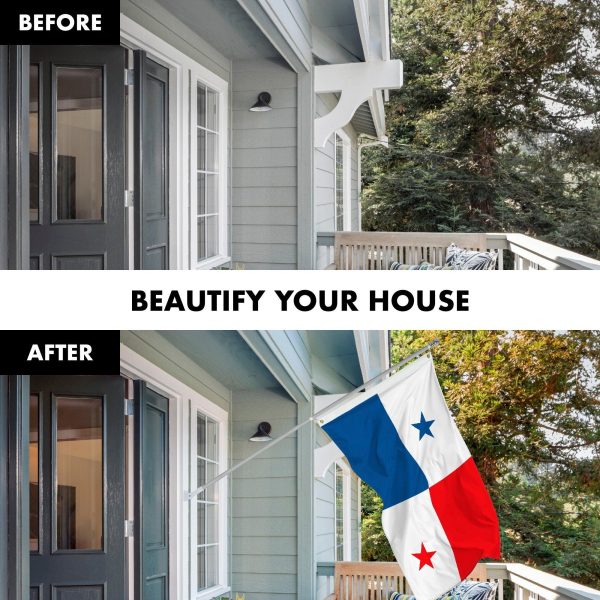G128 Combo Pack: 6 Feet Tangle Free Spinning Flagpole (Silver) Panama Panamanian Flag 3x5 ft Printed 150D Brass Grommets (Flag Included) Aluminum Flag Pole - Image 3