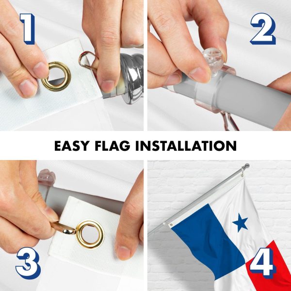 G128 Combo Pack: 6 Feet Tangle Free Spinning Flagpole (Silver) Panama Panamanian Flag 3x5 ft Printed 150D Brass Grommets (Flag Included) Aluminum Flag Pole - Image 7