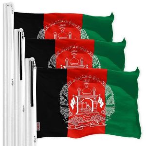 G128 3-Pack: Afghanistan Afghan Flag 3x5 FT Printed 150D Polyester