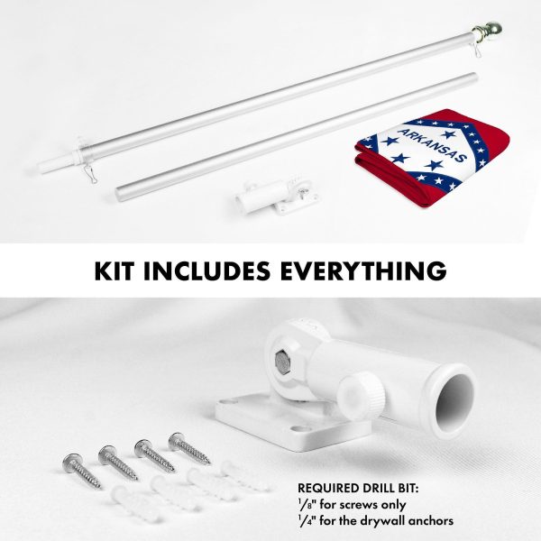 G128 Combo Pack: 6 Ft Tangle Free Aluminum Spinning Flagpole (Silver) & Arkansas AR State Flag 3x5 Ft, Double ToughWeave Series Double Sided Embroidered 210D Polyester | Pole with Flag Included - Image 2