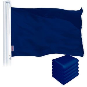 G128 5 Pack: Solid Blue Color Flag | 2.5x4 Ft | LiteWeave Pro Series Printed 150D Polyester | Indoor/Outdoor, Vibrant Colors, Brass Grommets, Thicker and More Durable Than 100D 75D Polyester