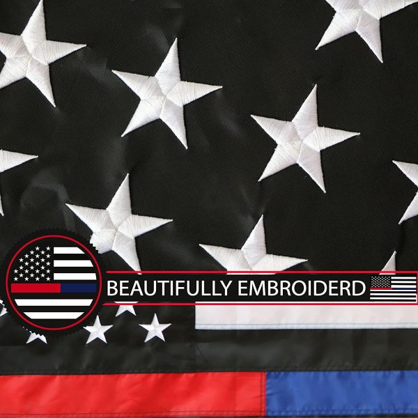 G128 Combo Pack: USA American Flag 3x5 Ft Embroidered Stars & Thin Blue Line and Thin Red Line Flag 3x5 Ft Embroidered - Image 6
