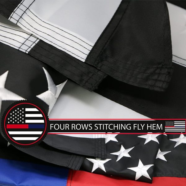 G128 Combo Pack: USA American Flag 3x5 Ft Embroidered Stars & Thin Blue Line and Thin Red Line Flag 3x5 Ft Embroidered - Image 7