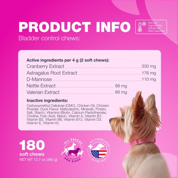 Dog UTI Treatment   Dog Cranberry Supplement for Bladder & Kidney Health Urinary Tract Incontinence Support   Cranberry Supplement for Dog Incontinence   Bladder Control Cranberry Chews - Image 7