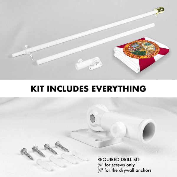 G128 Combo Pack: 6 Ft Tangle Free Aluminum Spinning Flagpole (White) & Florida FL State Flag 3x5 Ft, LiteWeave Pro Series Printed 150D Polyester, 4 Corner Brass Grommets | Pole with Flag Included - Image 2