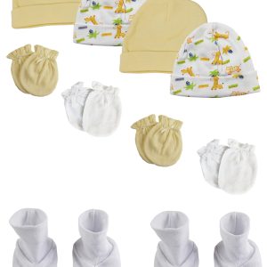 Baby Boy, Baby Girl, Unisex Infant Caps, Booties And Mittens (pack Of 10) Nc_0335