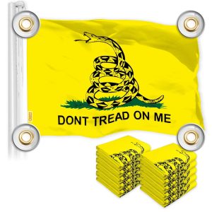 G128 10 Pack: Gadsden Don't Tread On Me Flag | 3x5 Ft | LiteWeave Pro Series Printed 150D Polyester, 4 Corner Brass Grommets | Historical Flag, Vibrant Colors, More Durable Than 100D 75D Polyester