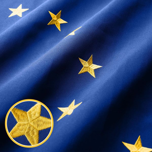 G128 Alaska State Flag | 2x3 Ft | StormFlyer Series Embroidered 220GSM Spun Polyester | Embroidered Design, Indoor/Outdoor, Brass Grommets, Heavy Duty, All Weather - Image 2