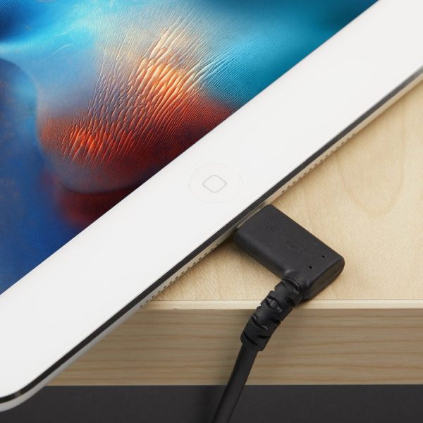 StarTech.com 1m USB A to Lightning Cable iPhone iPad Durable Right Angled 90 Degree Black Charger Cord w/Aramid Fiber Apple MFI Certified - Image 3