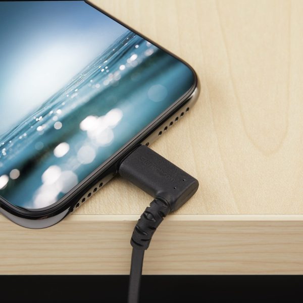 StarTech.com 1m USB A to Lightning Cable iPhone iPad Durable Right Angled 90 Degree Black Charger Cord w/Aramid Fiber Apple MFI Certified - Image 4