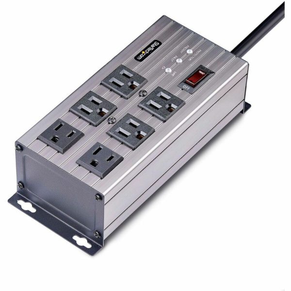 StarTech.com 6-Outlet Industrial Power Strip 125V/15A, EMI/RFI Isolation, Surge Protection, Mountable PDU, 8ft NEMA 5-15P Cord, UL Listed - Image 2