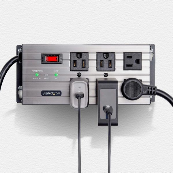 StarTech.com 6-Outlet Industrial Power Strip 125V/15A, EMI/RFI Isolation, Surge Protection, Mountable PDU, 8ft NEMA 5-15P Cord, UL Listed - Image 4
