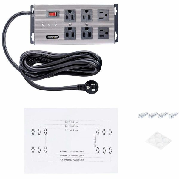 StarTech.com 6-Outlet Industrial Power Strip 125V/15A, EMI/RFI Isolation, Surge Protection, Mountable PDU, 8ft NEMA 5-15P Cord, UL Listed - Image 8