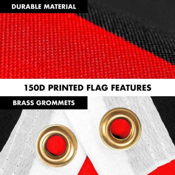 G128 Combo Pack: 6 Feet Tangle Free Spinning Flagpole (Black) Thin Red Line Flag 3x5 ft Printed 150D Brass Grommets (Flag Included) Aluminum Flag Pole - Image 4