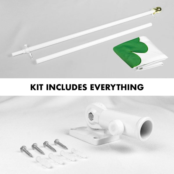 G128 Combo Pack: 5 Ft Tangle Free Aluminum Spinning Flagpole (White) & Ireland Irish Shamrock Flag 2x3 Ft, ToughWeave Series Embroidered 300D Polyester | Pole with Flag Included - Image 2