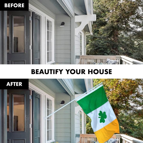 G128 Combo Pack: 5 Ft Tangle Free Aluminum Spinning Flagpole (White) & Ireland Irish Shamrock Flag 2x3 Ft, ToughWeave Series Embroidered 300D Polyester | Pole with Flag Included - Image 3
