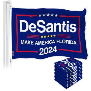 G128 5 Pack: DeSantis Election Make America Florida Flag | 3x5 Ft | LiteWeave Pro Series Printed 150D Poly | Election Flag, Vibrant Colors, Brass Grommets, Thicker and More Durable Than 100D 75D Poly