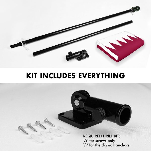 G128 Combo Pack: 6 Ft Tangle Free Spinning Flagpole (Black) & Qatar Flag 3x5 Ft Printed 150D Polyester, Brass Grommets (Flag Included) Aluminum Flag Pole - Image 2