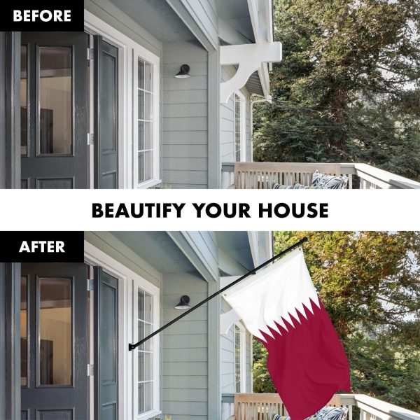 G128 Combo Pack: 6 Ft Tangle Free Spinning Flagpole (Black) & Qatar Flag 3x5 Ft Printed 150D Polyester, Brass Grommets (Flag Included) Aluminum Flag Pole - Image 3